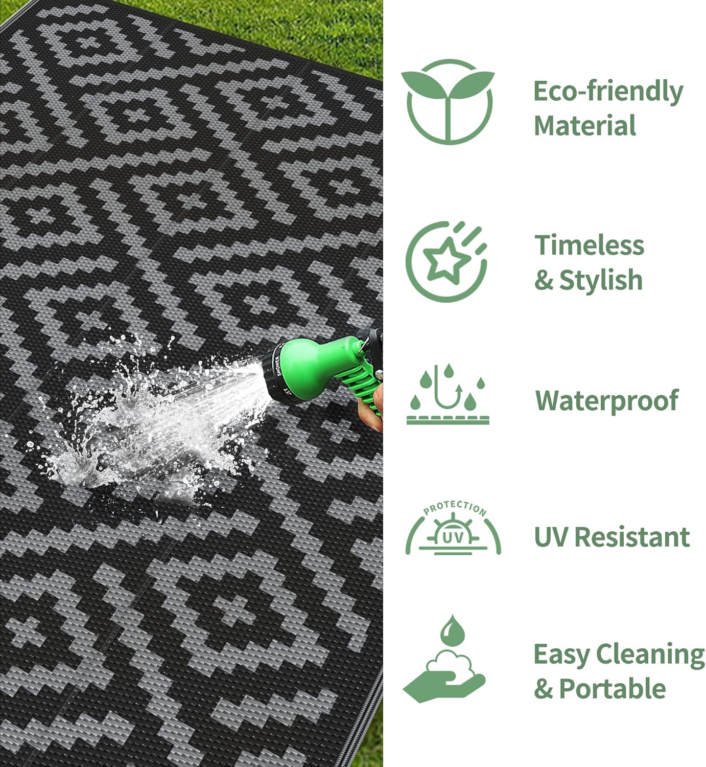 GENIMO Outdoor Rug for Patio Clearance,6'x9' Waterproof Mat