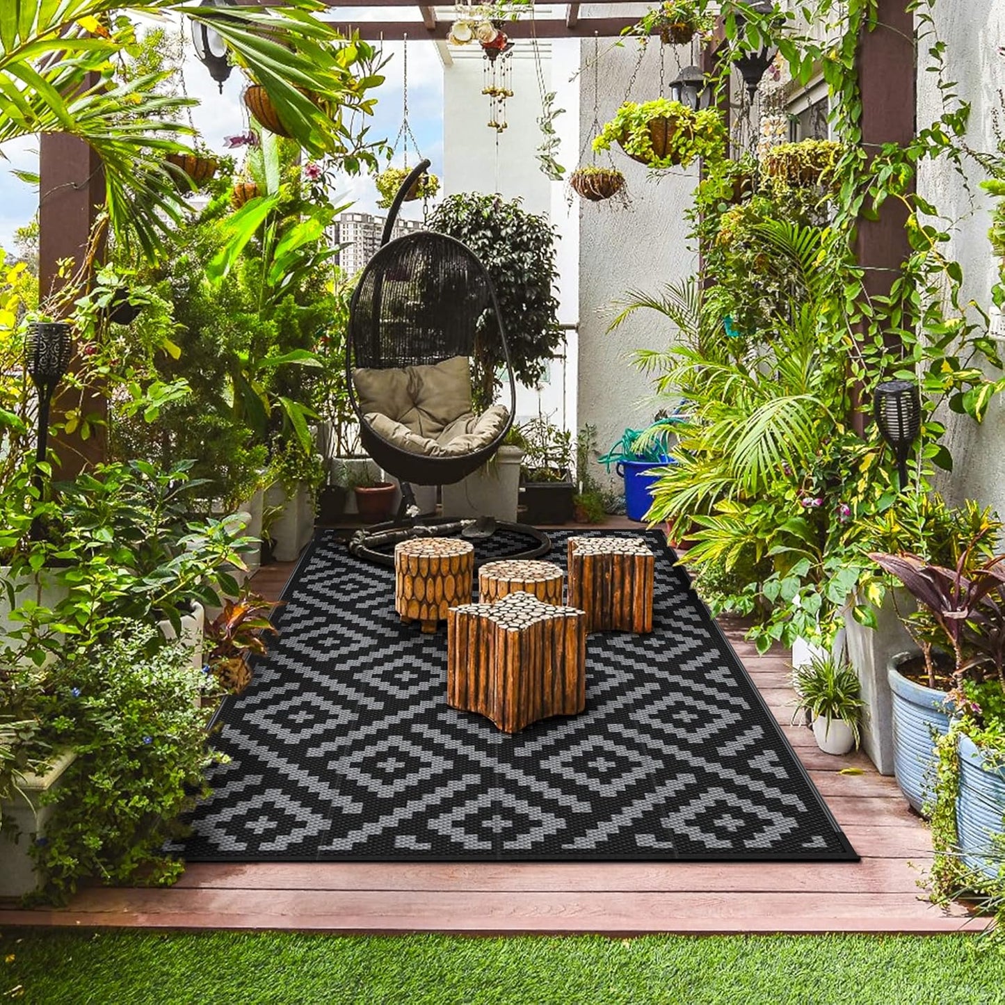 GENIMO Outdoor Rug for Patio Clearance,6'x9' Waterproof Mat