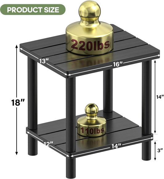 Outdoor Side Table, 2-Tier Small Outdoor Table for Patio