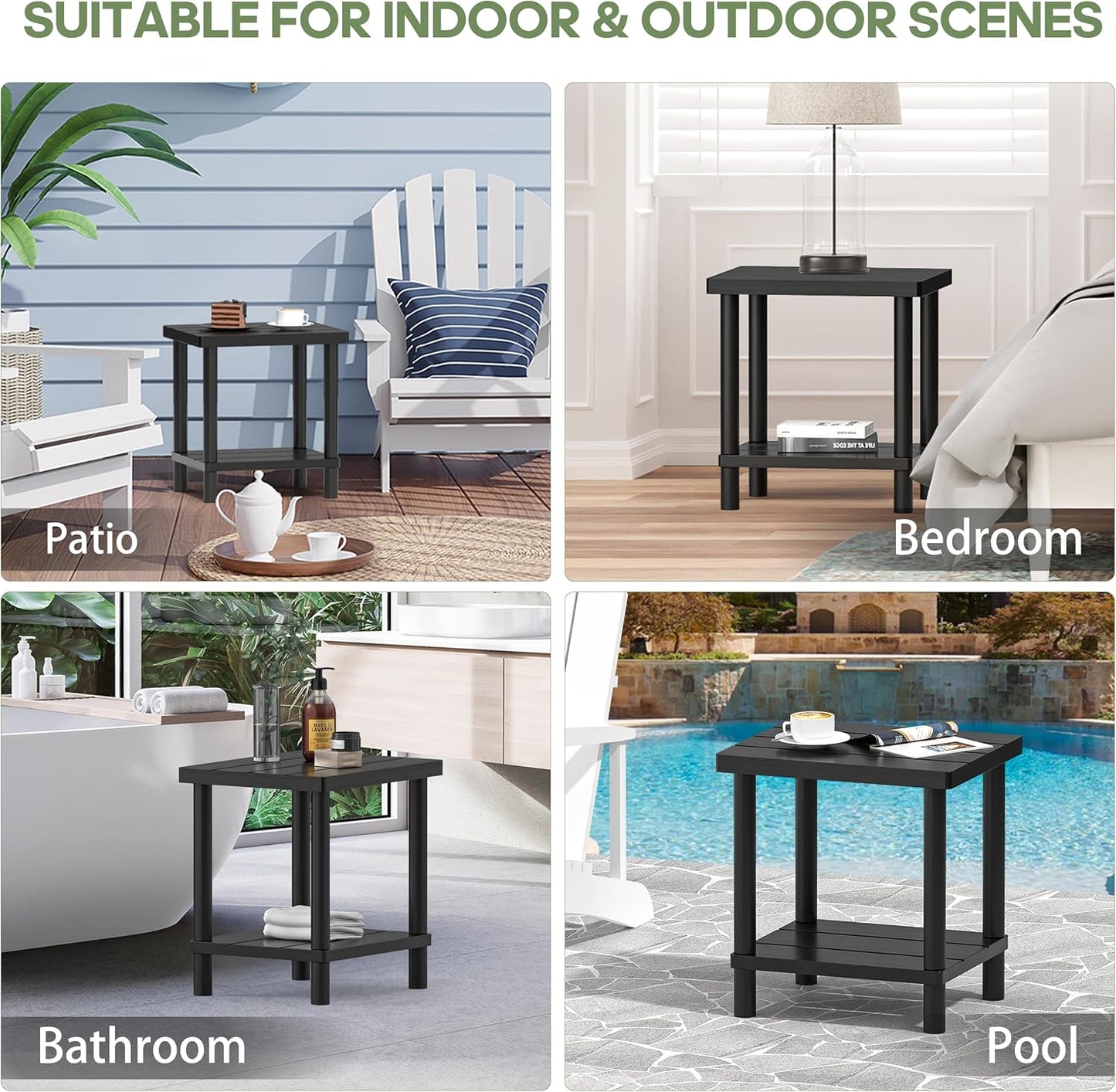 Outdoor Side Table, 2-Tier Small Outdoor Table for Patio