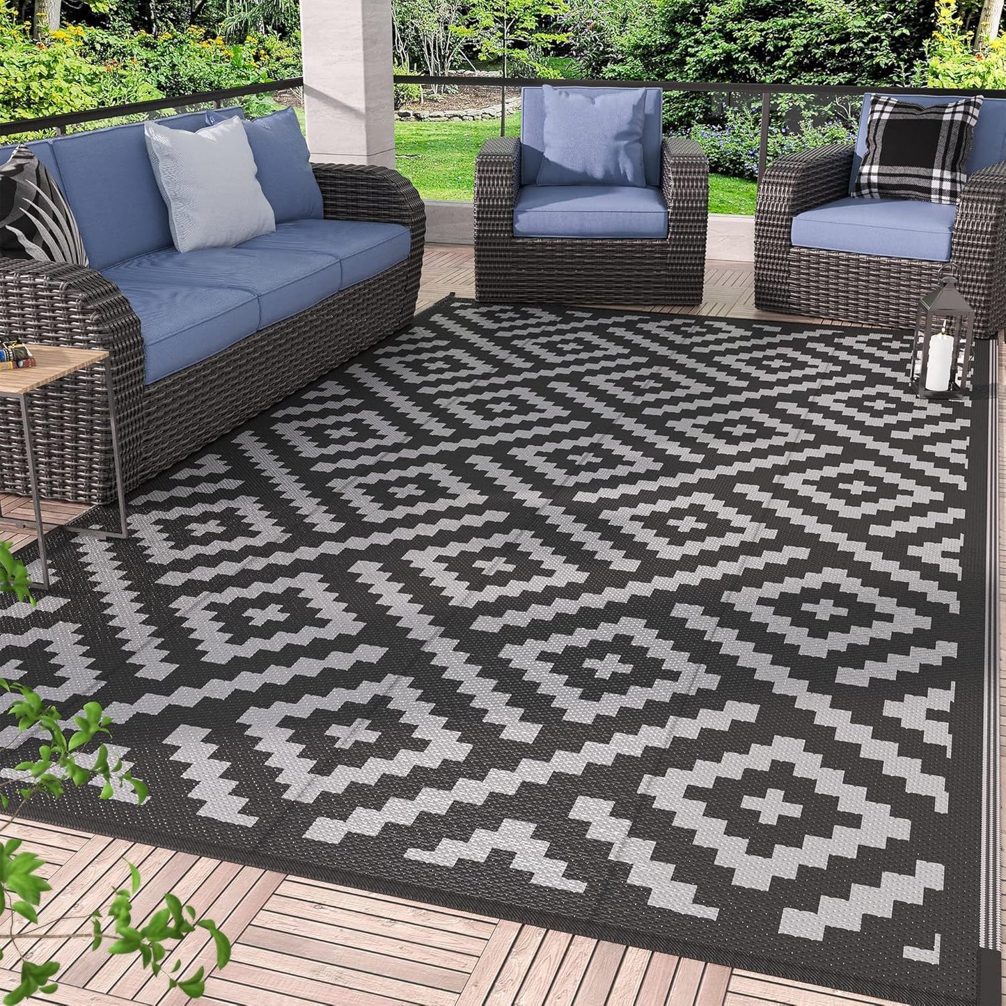 GENIMO Outdoor Rug for Patio Clearance,6'x9' Waterproof Mat